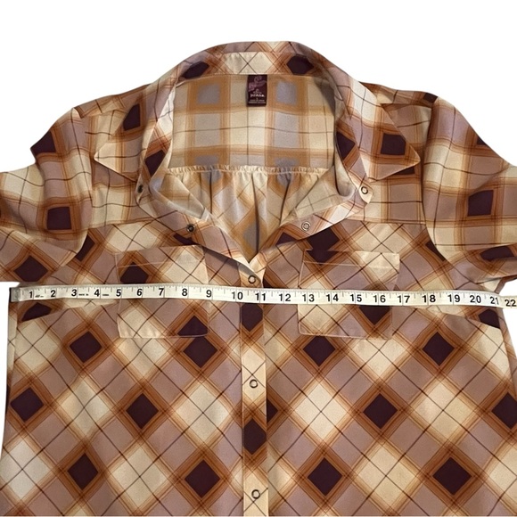 PrAna Red Orange Plaid Button Up Tunic Top Dress Cabincore Lagenlook Campcore - Picture 10 of 11